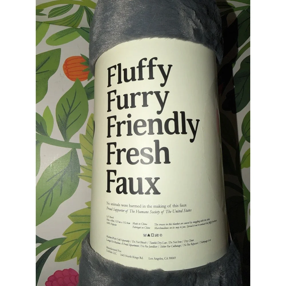 UnHide Lil Marsh Blanket Faux Fur Fluffy Cruelty-Free Throw 50x60